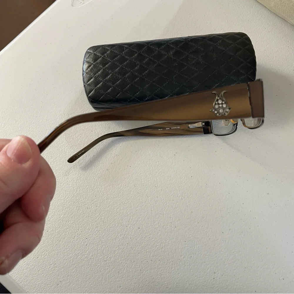 Rampage Brown Glasses with lotus inlay  with Black Case